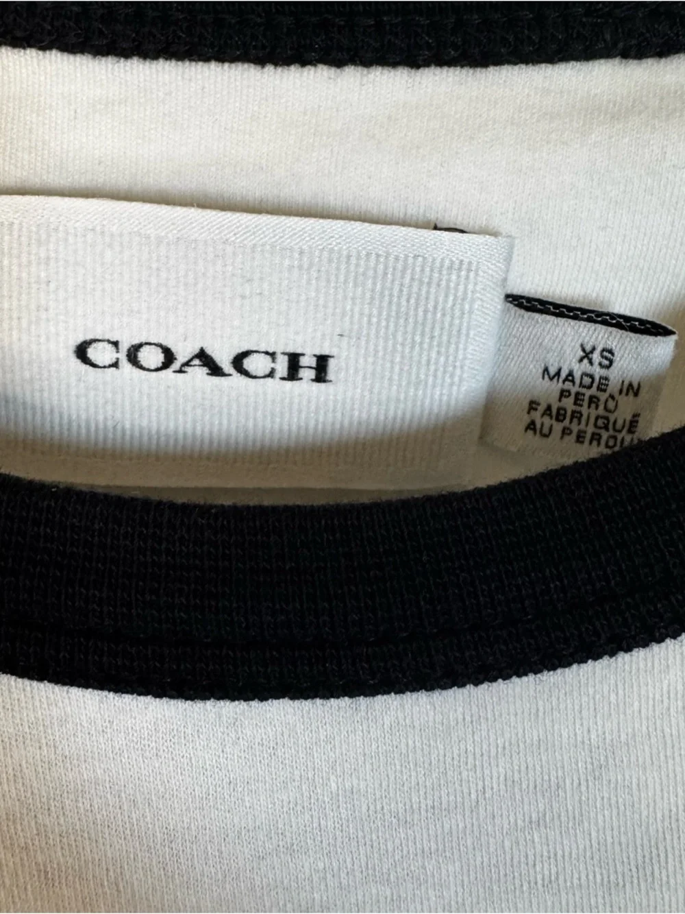 Coach White Ringer T-Shirt with Black Trim